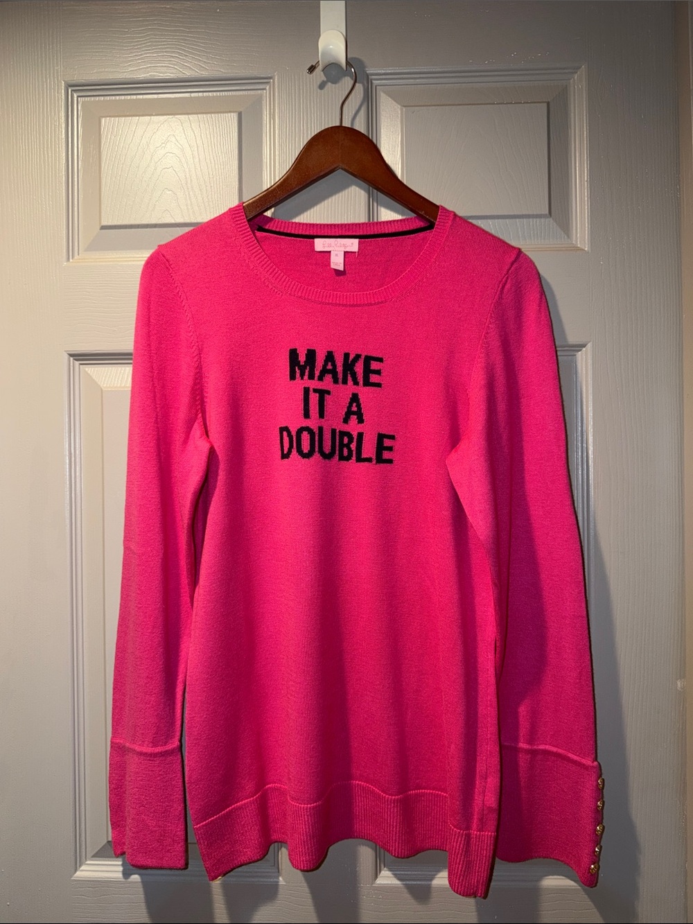 Lilly Pulitzer Hot Pink 'Make It A Double' Crewneck Sweater